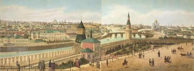 View down river from the Kremlin including the Church of Our Saviour, from a panorama of Moscow, engraved by Philippe Benoist and Aubrun, pub. by Lemercier by Dmitri Indieitzeff